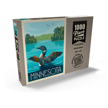 Darstellung des Puzzle Motivs Minnesota: Loon, Vintage Poster 1000 Puzzle Schachtel Ansicht2