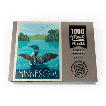 Darstellung des Puzzle Motivs Minnesota: Loon, Vintage Poster 1000 Puzzle Schachtel Ansicht3
