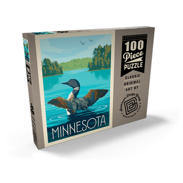Darstellung des Puzzle Motivs Minnesota: Loon, Vintage Poster 100 Puzzle Schachtel Ansicht2