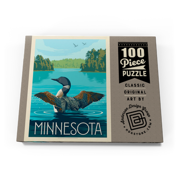 Darstellung des Puzzle Motivs Minnesota: Loon, Vintage Poster 100 Puzzle Schachtel Ansicht3