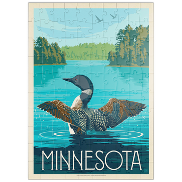 Darstellung des Puzzle Motivs puzzleplate Minnesota: Loon, Vintage Poster 100 Puzzle
