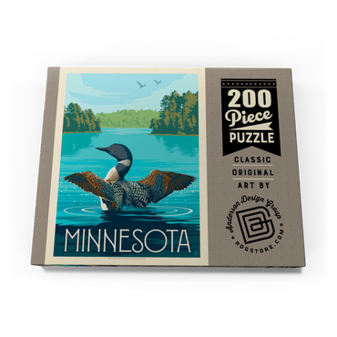 Darstellung des Puzzle Motivs Minnesota: Loon, Vintage Poster 200 Puzzle Schachtel Ansicht3