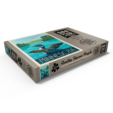 Darstellung des Puzzle Motivs Minnesota: Loon, Vintage Poster 500 Puzzle Schachtel Ansicht1