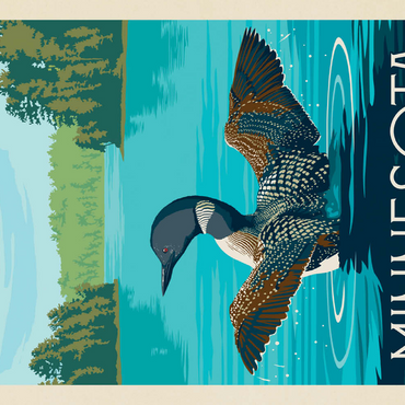 Darstellung des Puzzle Motivs Minnesota: Loon, Vintage Poster 500 Puzzle 3D Modell