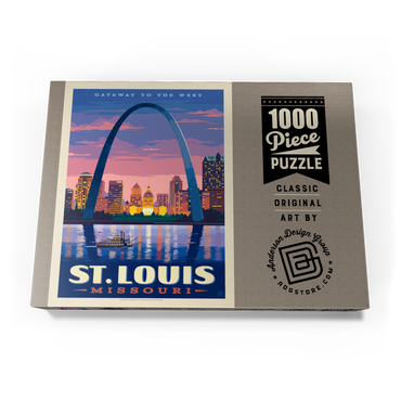Darstellung des Puzzle Motivs St. Louis, MO: Gateway Arch At Sunset, Vintage Poster 1000 Puzzle Schachtel Ansicht3