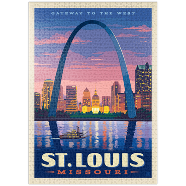 Darstellung des Puzzle Motivs puzzleplate St. Louis, MO: Gateway Arch At Sunset, Vintage Poster 1000 Puzzle