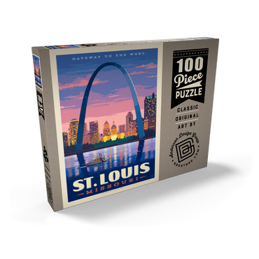 Darstellung des Puzzle Motivs St. Louis, MO: Gateway Arch At Sunset, Vintage Poster 100 Puzzle Schachtel Ansicht2