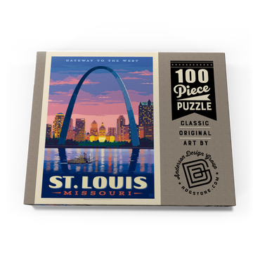 Darstellung des Puzzle Motivs St. Louis, MO: Gateway Arch At Sunset, Vintage Poster 100 Puzzle Schachtel Ansicht3