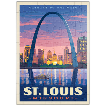 Darstellung des Puzzle Motivs puzzleplate St. Louis, MO: Gateway Arch At Sunset, Vintage Poster 100 Puzzle