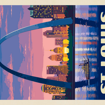 Darstellung des Puzzle Motivs St. Louis, MO: Gateway Arch At Sunset, Vintage Poster 100 Puzzle 3D Modell