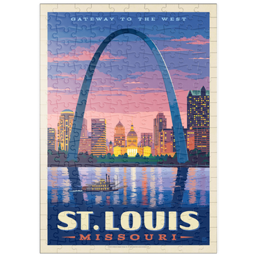 Darstellung des Puzzle Motivs puzzleplate St. Louis, MO: Gateway Arch At Sunset, Vintage Poster 200 Puzzle