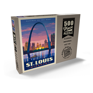 Darstellung des Puzzle Motivs St. Louis, MO: Gateway Arch At Sunset, Vintage Poster 500 Puzzle Schachtel Ansicht2