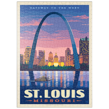 Darstellung des Puzzle Motivs puzzleplate St. Louis, MO: Gateway Arch At Sunset, Vintage Poster 500 Puzzle