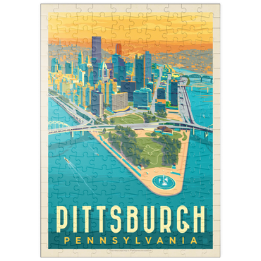 Darstellung des Puzzle Motivs puzzleplate Pittsburgh, PA: Bird's Eye View, Vintage Poster 200 Puzzle