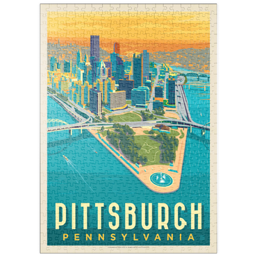 Darstellung des Puzzle Motivs puzzleplate Pittsburgh, PA: Bird's Eye View, Vintage Poster 500 Puzzle