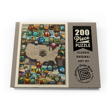 Darstellung des Puzzle Motivs 63-Image National Parks Collage Map, Vintage Poster 200 Puzzle Schachtel Ansicht3