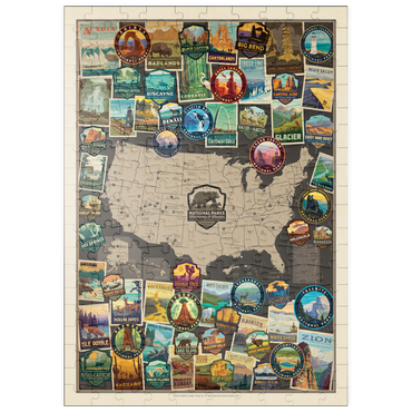 Darstellung des Puzzle Motivs puzzleplate 63-Image National Parks Collage Map, Vintage Poster 200 Puzzle