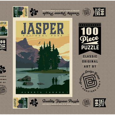 Darstellung des Puzzle Motivs Canada: Jasper National Park, Vintage Poster 100 Puzzle Schachtel 3D Modell
