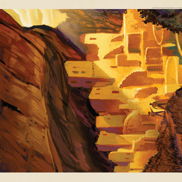 Darstellung des Puzzle Motivs Mesa Verde National Park: Golden Moment, Vintage Poster 1000 Puzzle 3D Modell