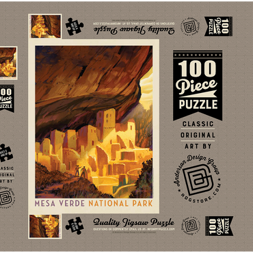Darstellung des Puzzle Motivs Mesa Verde National Park: Golden Moment, Vintage Poster 100 Puzzle Schachtel 3D Modell