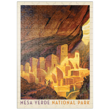Darstellung des Puzzle Motivs puzzleplate Mesa Verde National Park: Golden Moment, Vintage Poster 200 Puzzle