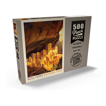 Darstellung des Puzzle Motivs Mesa Verde National Park: Golden Moment, Vintage Poster 500 Puzzle Schachtel Ansicht2