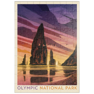Darstellung des Puzzle Motivs puzzleplate Olympic National Park: Pelican Sunset, Vintage Poster 100 Puzzle