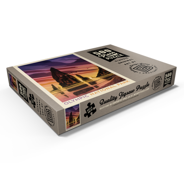 Darstellung des Puzzle Motivs Olympic National Park: Pelican Sunset, Vintage Poster 500 Puzzle Schachtel Ansicht1