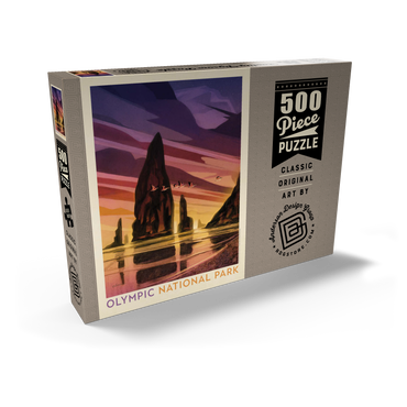 Darstellung des Puzzle Motivs Olympic National Park: Pelican Sunset, Vintage Poster 500 Puzzle Schachtel Ansicht2
