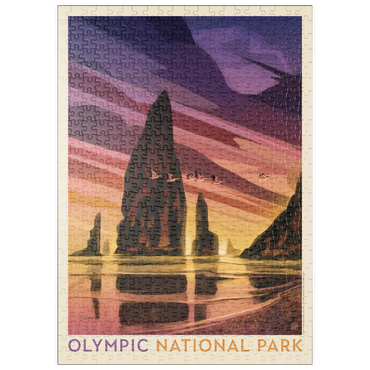 Darstellung des Puzzle Motivs puzzleplate Olympic National Park: Pelican Sunset, Vintage Poster 500 Puzzle