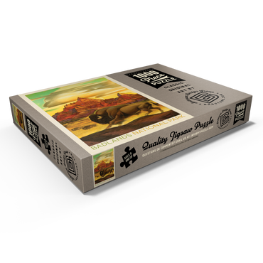 Darstellung des Puzzle Motivs Badlands National Park: Rumbling Herd, Vintage Poster 1000 Puzzle Schachtel Ansicht1