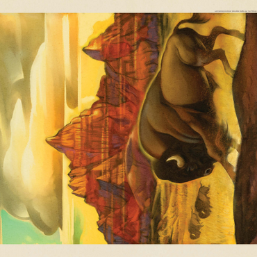 Darstellung des Puzzle Motivs Badlands National Park: Rumbling Herd, Vintage Poster 1000 Puzzle 3D Modell