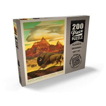 Darstellung des Puzzle Motivs Badlands National Park: Rumbling Herd, Vintage Poster 200 Puzzle Schachtel Ansicht2