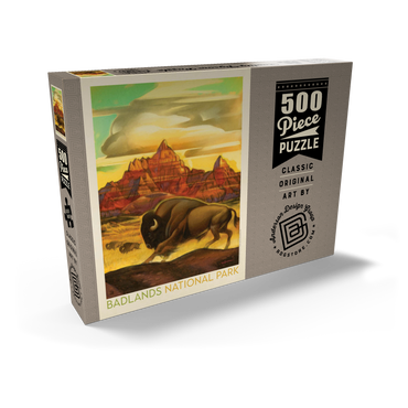 Darstellung des Puzzle Motivs Badlands National Park: Rumbling Herd, Vintage Poster 500 Puzzle Schachtel Ansicht2