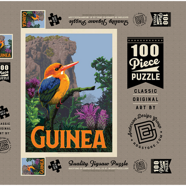 Darstellung des Puzzle Motivs Guinea: A multi-faceted jewel of West Africa, Vintage Poster 100 Puzzle Schachtel 3D Modell