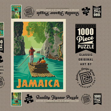 Darstellung des Puzzle Motivs Jamaica: Rafting in Paradise, Vintage Poster 1000 Puzzle Schachtel 3D Modell