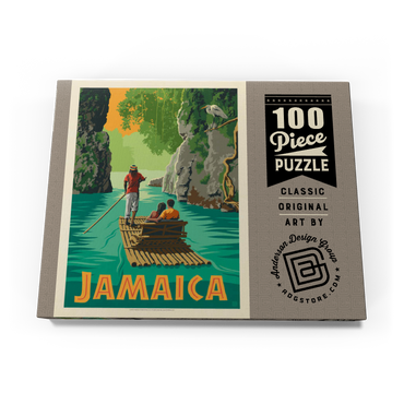 Darstellung des Puzzle Motivs Jamaica: Rafting in Paradise, Vintage Poster 100 Puzzle Schachtel Ansicht3