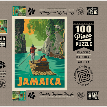 Darstellung des Puzzle Motivs Jamaica: Rafting in Paradise, Vintage Poster 100 Puzzle Schachtel 3D Modell