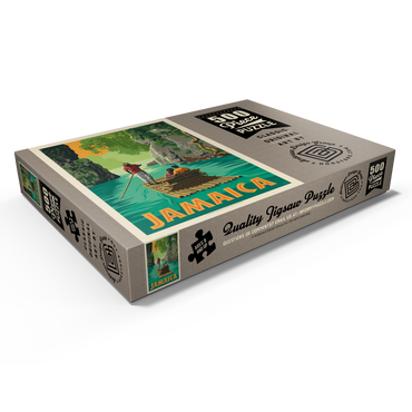 Darstellung des Puzzle Motivs Jamaica: Rafting in Paradise, Vintage Poster 500 Puzzle Schachtel Ansicht1