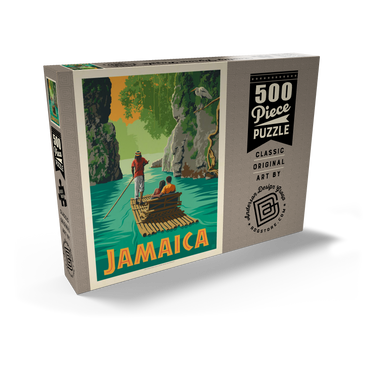 Darstellung des Puzzle Motivs Jamaica: Rafting in Paradise, Vintage Poster 500 Puzzle Schachtel Ansicht2