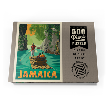 Darstellung des Puzzle Motivs Jamaica: Rafting in Paradise, Vintage Poster 500 Puzzle Schachtel Ansicht3