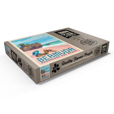 Darstellung des Puzzle Motivs Bermuda: Horseshoe Bay Beach, Vintage Poster 1000 Puzzle Schachtel Ansicht1