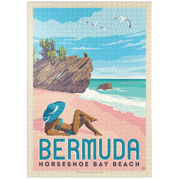 Darstellung des Puzzle Motivs puzzleplate Bermuda: Horseshoe Bay Beach, Vintage Poster 1000 Puzzle