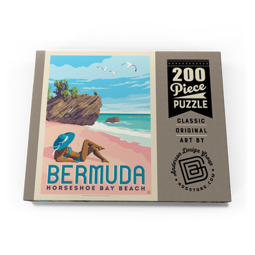 Darstellung des Puzzle Motivs Bermuda: Horseshoe Bay Beach, Vintage Poster 200 Puzzle Schachtel Ansicht3
