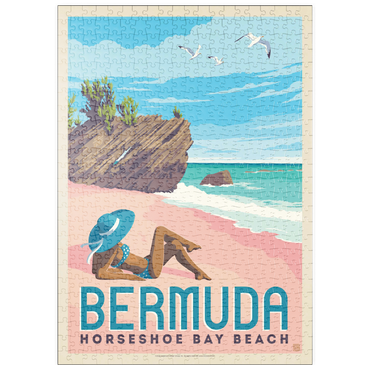 Darstellung des Puzzle Motivs puzzleplate Bermuda: Horseshoe Bay Beach, Vintage Poster 500 Puzzle