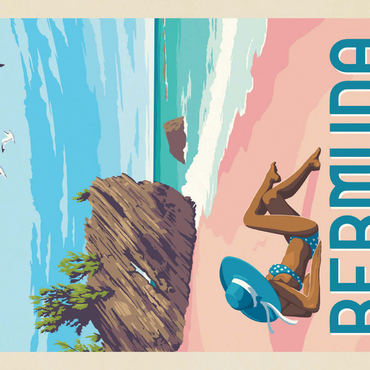 Darstellung des Puzzle Motivs Bermuda: Horseshoe Bay Beach, Vintage Poster 500 Puzzle 3D Modell