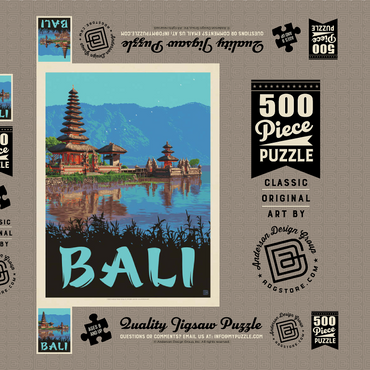 Darstellung des Puzzle Motivs Bali: Ein atemberaubendes tropisches Paradies, Vintage Poster 500 Puzzle Schachtel 3D Modell
