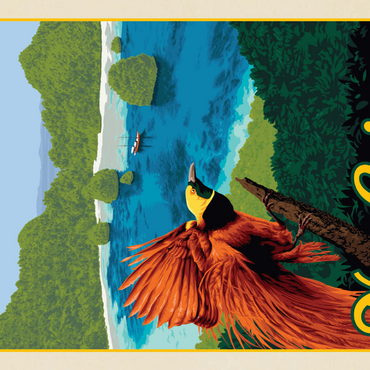 Darstellung des Puzzle Motivs Papua New Guinea: Ein Paradies biologischer Vielfalt, Vintage Poster 200 Puzzle 3D Modell