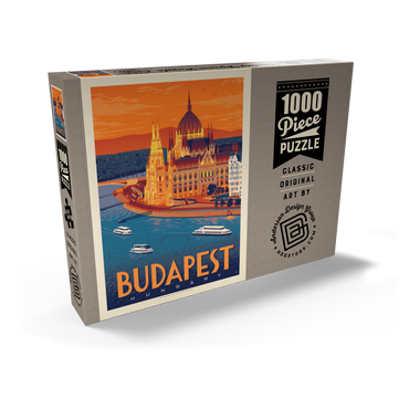 Darstellung des Puzzle Motivs Hungary: Budapest, Vintage Poster 1000 Puzzle Schachtel Ansicht2
