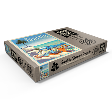Darstellung des Puzzle Motivs Tunesien: Eine Reise durch Geschichte und Schönheit, Vintage Poster 500 Puzzle Schachtel Ansicht1